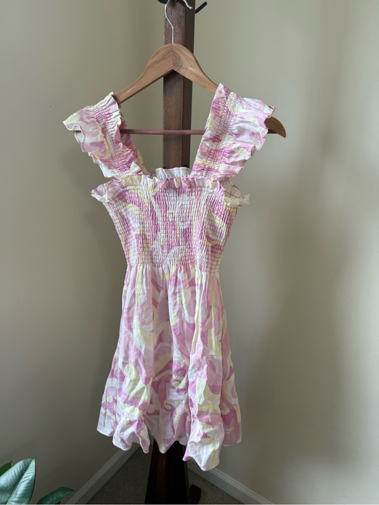 Hill House Dresses & Skirts - Hill House Pink and Cream Smocked Mini Dress